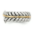 thumbnail image 3 of Sterling Silver w/14k Antiqued Leaves Bypass Ring - Size 8, 3 of 3