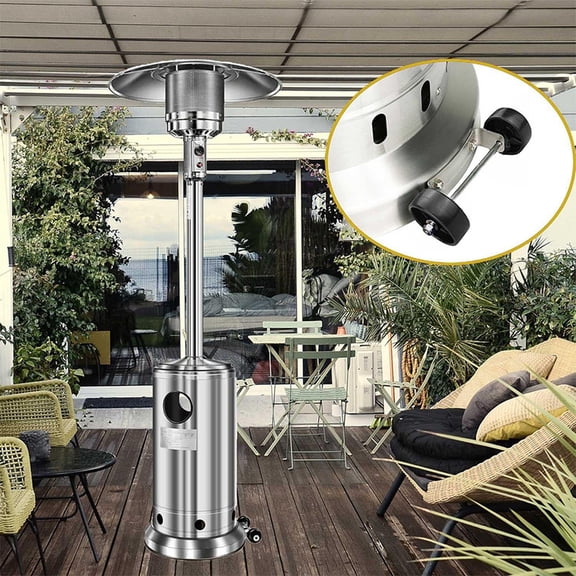 Patio Heater Replacement Wheels With Stainless Steel Bracket, Universal Wheel Kit For Most Outdoor Round Stand Up Propane Heaters, Includes 2 Wheels, Mounting Hardware, 2 Nuts & 2