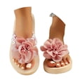 thumbnail image 3 of Women's Flower Appliques Flip Flops Boho Open Toe On Flat Sandals Beach Vacation Slippers, 3 of 9