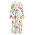 thumbnail image 5 of SEANATIVE Women's Nightdress Button Front Nightgown Long Sleeve Pajama Dress Soft Cozy Full-Length Night Gown Lounging Dress Nightwear Loose Housecoat, XL, Capybara Cake Star Print, 5 of 7
