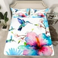 thumbnail image 2 of Erosebridal Hummingbird Queen Bed Sheets Set Women,Watercolor Floral Sheet Set Teens Adult,Boho Tie Dye Bird Bedding Set,Wild Animal Flowers Flat Fitted Sheet Soft Cozy, 2 of 5