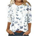 thumbnail image 2 of Babysbule Printed Loose 3/4 Sleeves Round Neck Casual Blouses & Tops Women's, 2 of 5