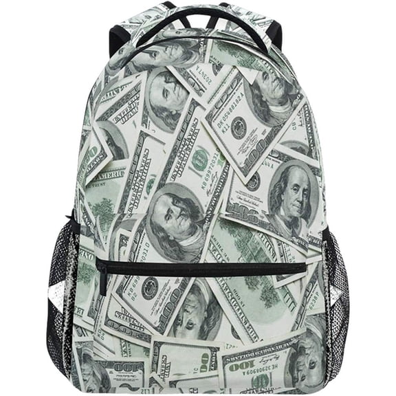 Jiibva Funny Backpack Novelty American Dollar Money Travel Bag Bookbag Hiking Shoulder Daypack