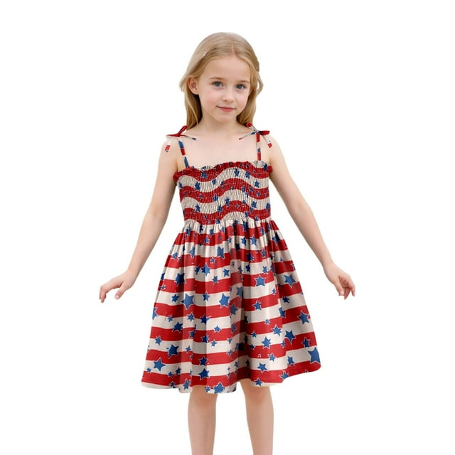 Robe d'Été pour Filles Bébé Tout-Petit Filles Robe d'Été à Imprimé Floral à Bretelles Robe Légère Décontractée avec Attaches Réglables pour Plage Robe Fille Rouge 2 Ans-3 Ans