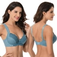 thumbnail image 4 of Curve Muse Women's Plus Size Unlined Underwire Lace Bra with Cushion Straps-Bluestone Print,Violet- Size:40C, 4 of 7
