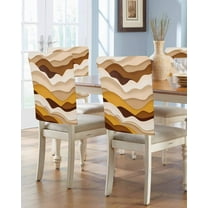 nqOlkjepod Orange Brown Ombre Chair Covers Set of 4, Decorative Chair Back Cover, Modern Geometric Moire Abstract Art Dining Room Chair Slipcovers Removable Chair Protectors Covers for Party Banquet