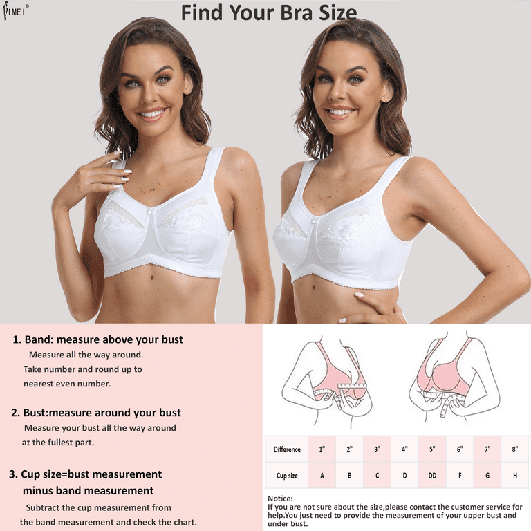 BIMEI Women's Mastectomy Bra Pockets Wireless Post-Surgery Invisible  Pockets for Breast Forms Flower Embroidery Everyday Bra Sleep Bra  2118,Beige, 36B