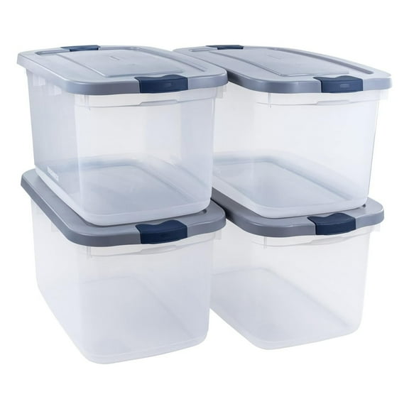 Rubbermaid 4 Pack Roughneck Clear Stackable Storage Containers, 66 Quart
