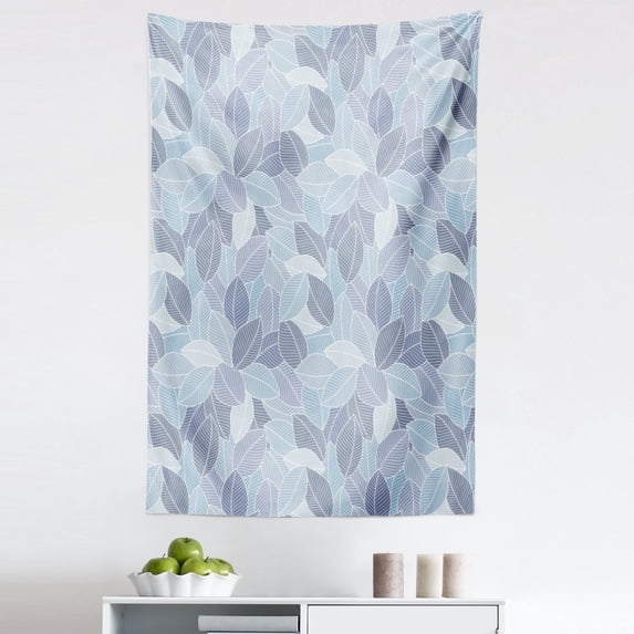 Neutral Colors Tapestry, Nautical Toned Leaves Plant of Foliage Abstract Illustration, Fabric Wall Hanging Decor for Bedroom Living Room Dorm, 5 Sizes, Ceil Blue and Pale Taupe, by Ambesonne