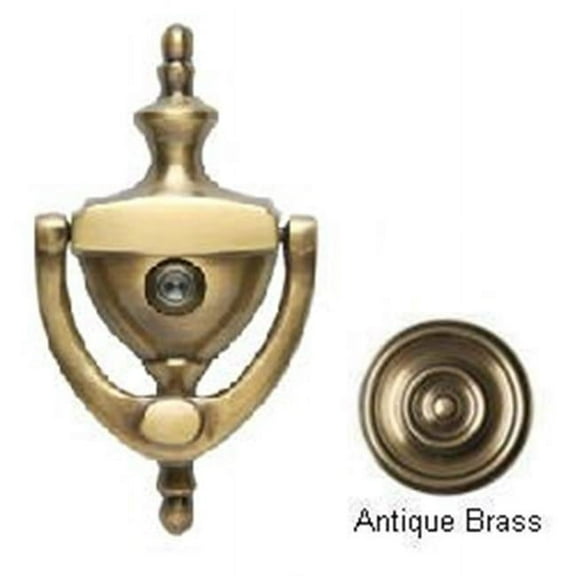 BRASS Accents A07-K6551-609 Traditional Door Knocker 6 in. with Eyeviewer Antique Brass