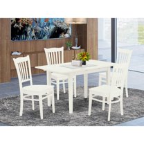 East West Furniture Norfolk 5-piece Wood Dinette Table Set in Linen White