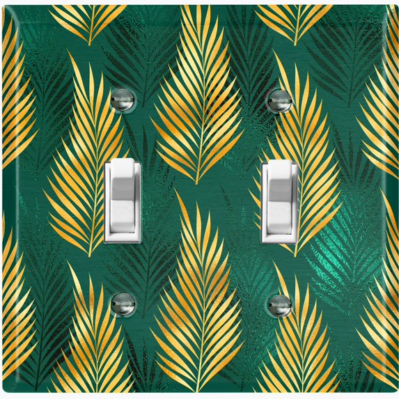 Metal Light Switch Plate Cover Tropical Jungle Palm Leaves Yellow Green JGL003