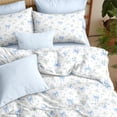 thumbnail image 4 of 3 Pieces Cute Bowknot Comforter Set for Boys Girls Dreamy Princess Style Princess Style Blue Floral Queen Bedding Set Ultra Soft Reversible Garden Flower Comforter with Pillowcases, 4 of 6