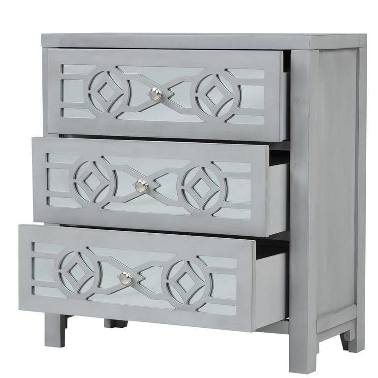 Wood Storage Chests Accent Cabinet with 3 Drawers and Decorative