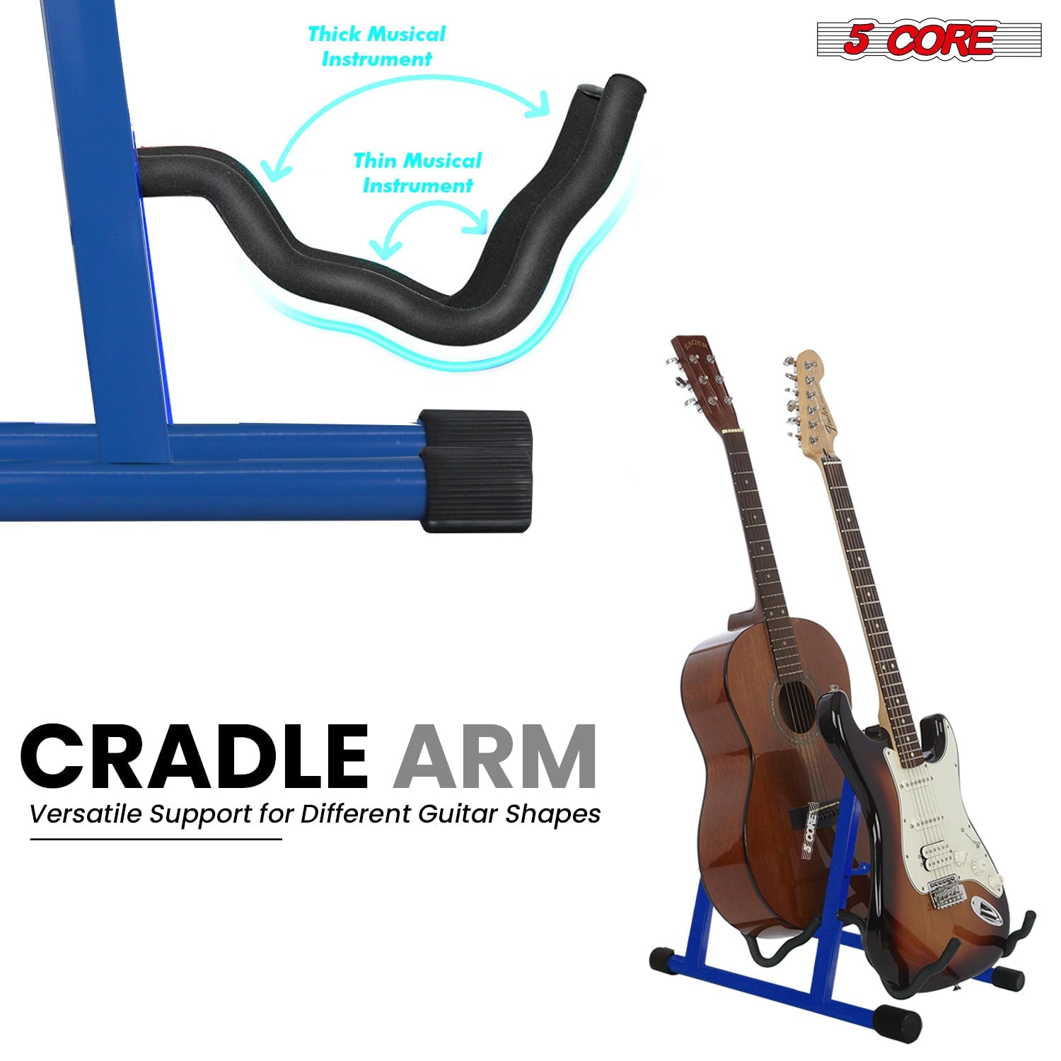 Heavy-Duty Double Guitar Stand – Adjustable A-Frame Floor Holder for Acoustic, Electric, Bass, Mandolin & Violin, Non-Slip Rubber Feet, Foldable for Stage/Studio
