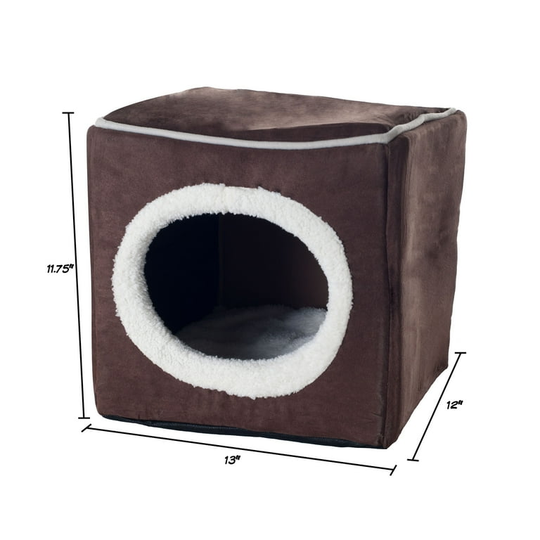 PETMAKER Cozy Cave Enclosed Cube Pet Bed Dark Coffee
