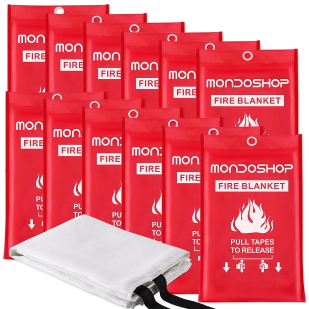 Manta ignífuga Mondoshop, 12 unidades, 1022°F, fibra de vidrio, 102 x 102 cm