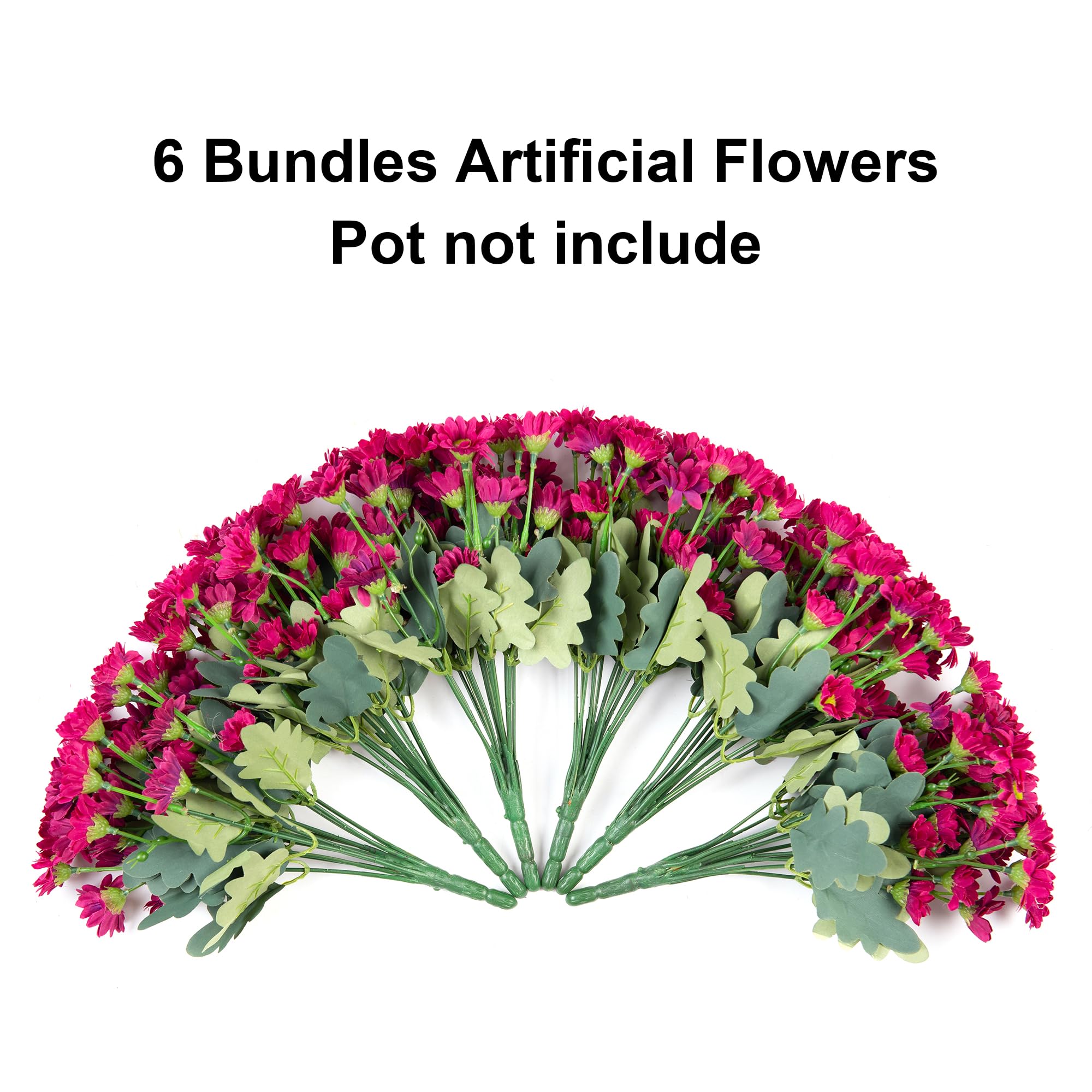 Artificial Flowers for Outdoors Decoration, 6 Bundles Fake Plants Flowers Bouquet Faux Flowers for Outdoor Planter Look Real UV Resistant Silk Flowers for Outside Front Door Porch Patio, Yellow