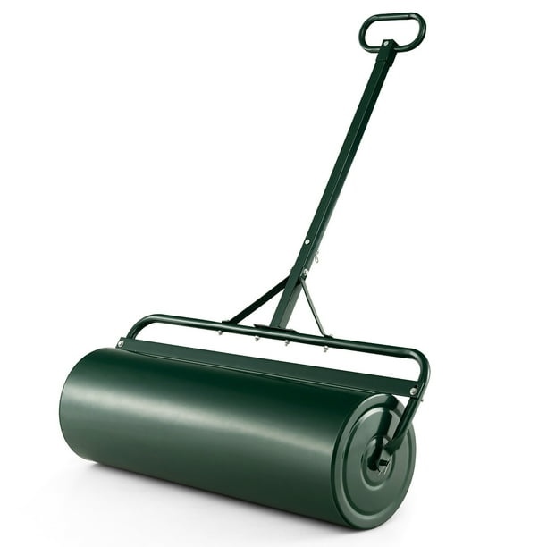 Metal Lawn Roller with Detachable Gripping Handle Green costway