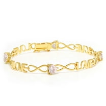 Gem Stone King 2.86 Ct Heart Shape Rose Rose Quartz 18K Yellow Gold Plated Silver Bracelet for Women