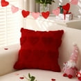 thumbnail image 6 of February 14 Festive Throw Pillow Cover with Heart Motif, 17.71x17.71 Inch Red Faux Wool Accent Pillow for Couch and Bed Decor, 6 of 8