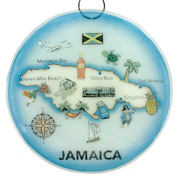 Jamaica Map Christmas Tree Ornament - Art Glass Light Catcher