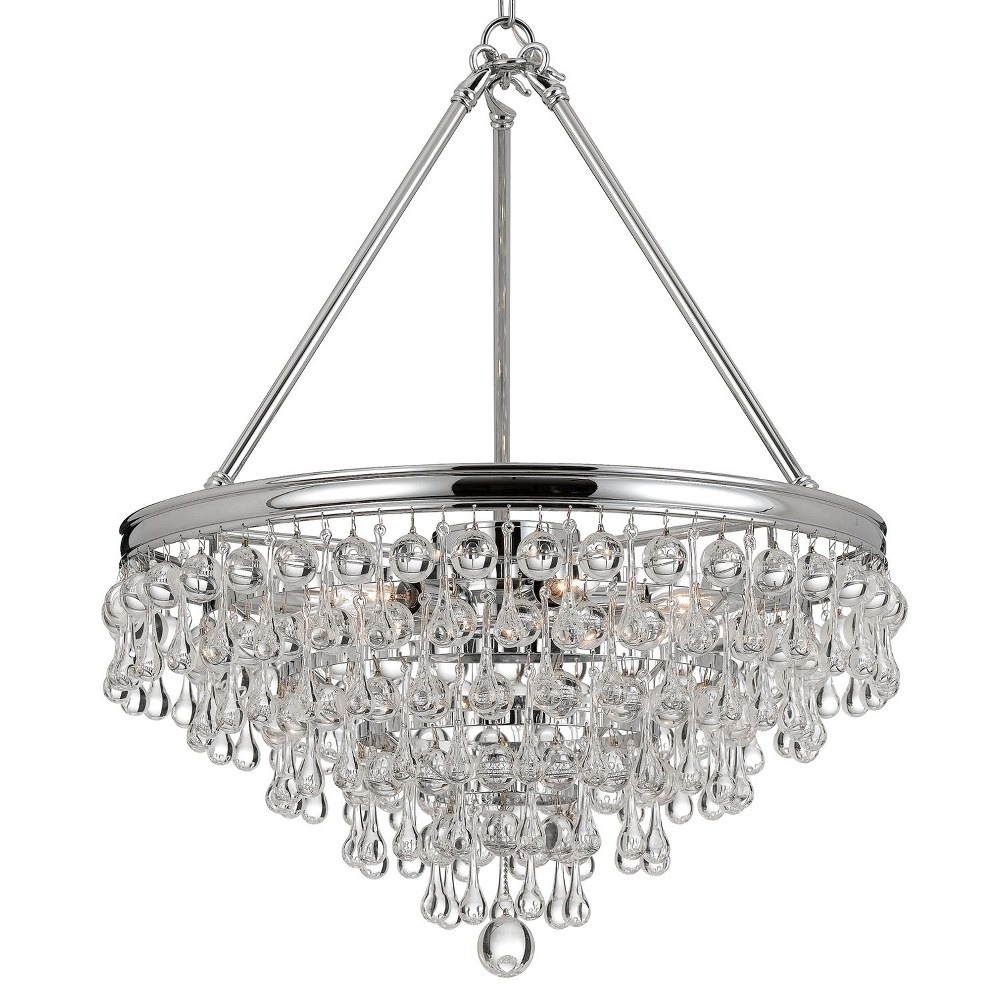 Calypso 6 Light Crystal Teardrop Vibrant Gold Chandelier by