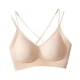 thumbnail image 4 of Bralettes con relleno Camiseta Sujetador Bralettes con cuello en V Sujetadores suaves sin aros Sujetador diario Beige, 4 of 8