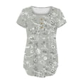 thumbnail image 4 of Summer Saving Wycnly Womens Blouses and Tops Dressy Comfy Lightweight Flowy Swing Button up Henley Shirts Pullover Tunic Summer Floral Print V-Neck Short Sleeve Cute Tees Tops Gray m, 4 of 5
