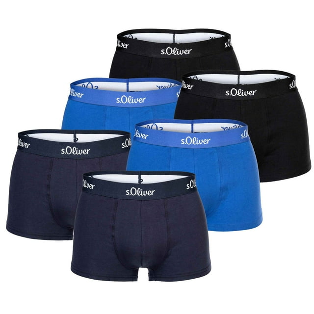 s.Oliver Calzoncillos para hombre, paquete de 6 - Trunks, Hipsters, Algodón Stretch Azul M