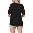 thumbnail image 3 of INSPIRE CHIC Crochet Tops for Women's Summer Sweater Lightweight Short Sleeve Pullover Knit Top S Black, 3 of 6