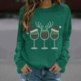thumbnail image 2 of Womens Christmas Sweatshirt Rhinestone Wine Glass Shirt Cute Crew Neck Sweatshirts Long Sleeve Loose Pullover Holiday Tops for Women, 2 of 5