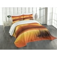 thumbnail image 3 of Ambesonne Lake Quilted Bedspread Set 3 Pcs, Abstract Mountains Sunset, Queen Size, Brown Orange, 3 of 5