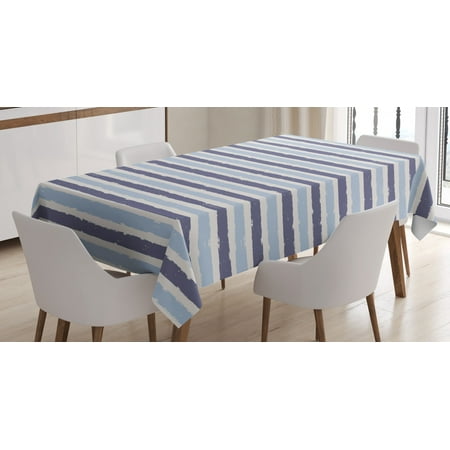 

Harbour Stripe Tablecloth Abstract Soft Toned Sketchy Horizontal Stripes Artistic Pattern Rectangular Table Cover for Dining Room Kitchen 52 X 70 Inches Baby and Cadet Blue by Ambesonne