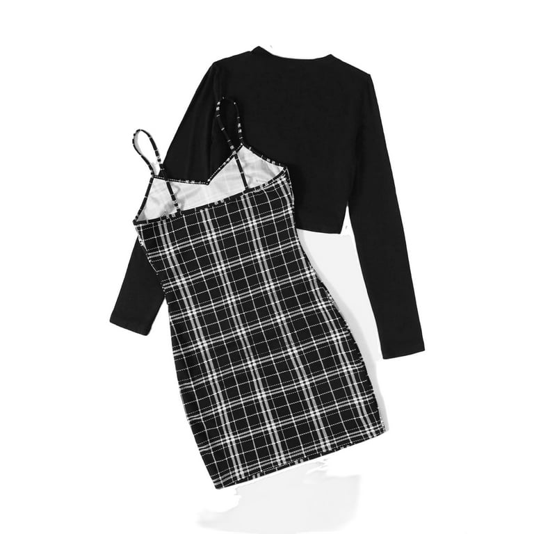 Cami top plaid dress