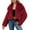 Wine, variant on Women's Faux-Fur Coat Fluffy Faux-Fur Jacket Long Sleeve Lapel Furry Winter Warm Crop Jackets Shaggy Short Coat