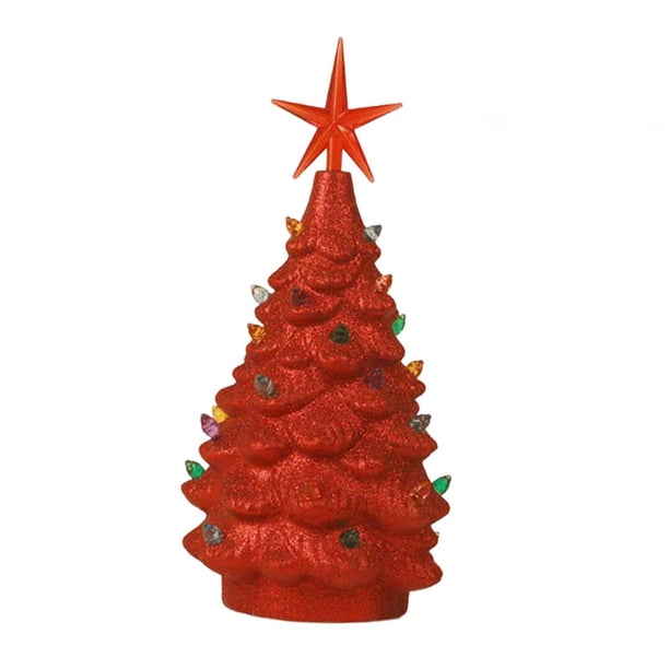 Adorno de árbol de Navidad artificial de mesa, centro de mesa, estilo vintage rojo