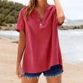 thumbnail image 5 of Oversized Tshirts for Women, Solid Color Loose Plus Size Long Cotton Dress Shirt, Red XL, 5 of 5
