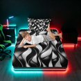 thumbnail image 5 of Manfei Black Silver Twin Sheets, Gradient Wave Striped Bedding, Black Reversible 3pcs1 Flat Sheet + 1 Fitted Sheet + 1 Pillowcase, 5 of 6