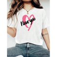 thumbnail image 1 of T-Shirt Imprimé Amour à la Mode pour la Saint-Valentin - Haut à Manches Courtes Col Rond Décontracté - Léger et Respirant pour Garde-Robe Printemps & Été, 1 of 6