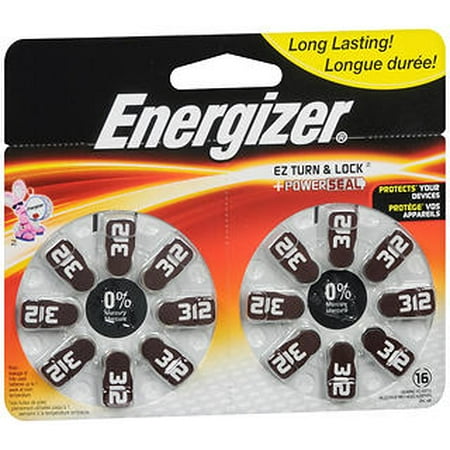 Energizer Hearing Aid Batteries 312 Long Tabs - 16