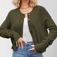 thumbnail image 4 of DuoJiaJ Cardigan Sweaters For Women Long Sleeve Button Down Loose Lightweight Short Cardigan Crewneck Sweater Green XL, 4 of 4
