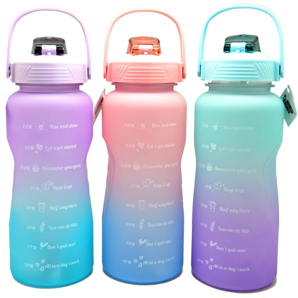 1/2 Gallon Water Bottle 64oz Motivational Sports Bottles With Straw