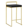 thumbnail image 2 of Fuji Contemporary Counter Stool in Gold with Black Velvet Cushion by LumiSource - Set of 2, 2 of 7
