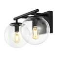 thumbnail image 4 of SAFAVIEH Severa 2-Light LED Black Metal Wall Sconce with Clear Shade, 4 of 8