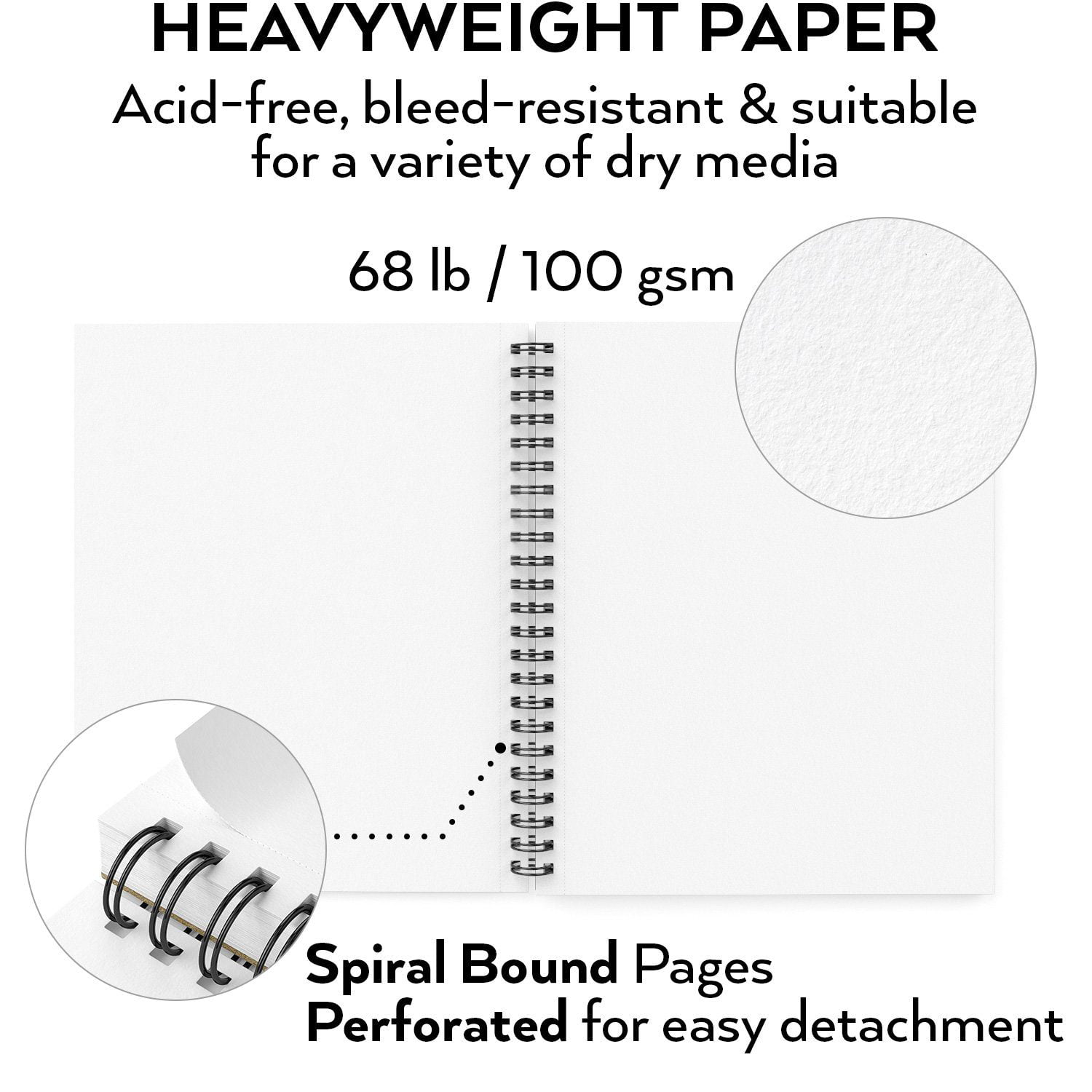 ARTEZA Grey Sketch Pad New|Sealed 22.9 x 30.5cm-Pack of 2 QikShip 50 sheets 