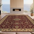 thumbnail image 2 of Design&I 8'x10' Washable Area Rug Snag-Free Gold Rich Burgundy Floral Elegance Design Intricate Golden with Ornate Border for Dining Room, Large Office, Lounge, 2 of 7