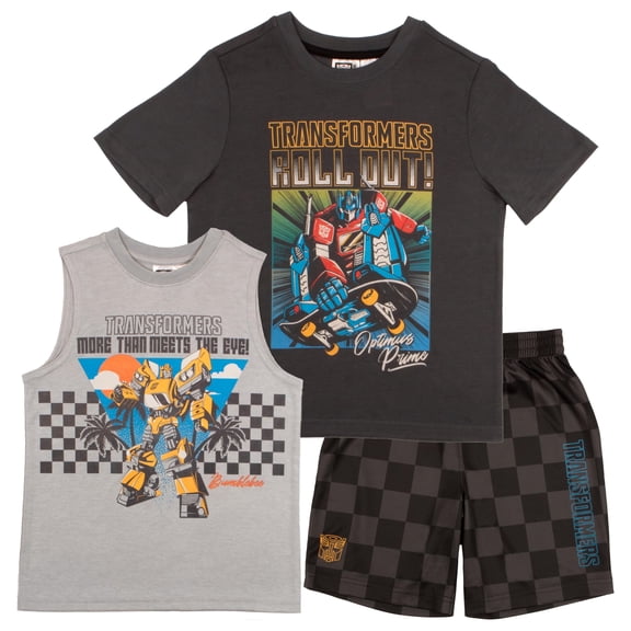 Transformers Boys T-Shirt, Tank Top & Shorts Set, 3-Pack (Toddler & Little Boys), Sizes 3T–11