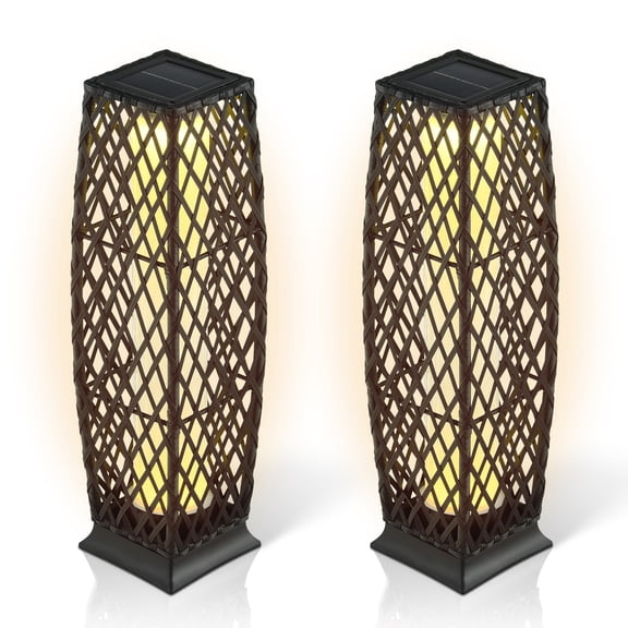 Giantex 2-Piece Outdoor Floor Lamp, Waterproof Deck Lights for Garden Porch Decor, Black