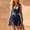 Dark Blue, variant on Women's Western 2 Piece Faux Suede Fringe Outfit – V-Neck Front Zip Sleeveless Crop Top & High Waist Fringe Mini Skirt Black，L